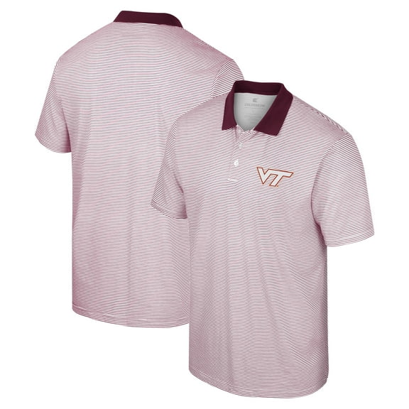 Men's Colosseum White Virginia Tech Hokies Print Stripe Polo