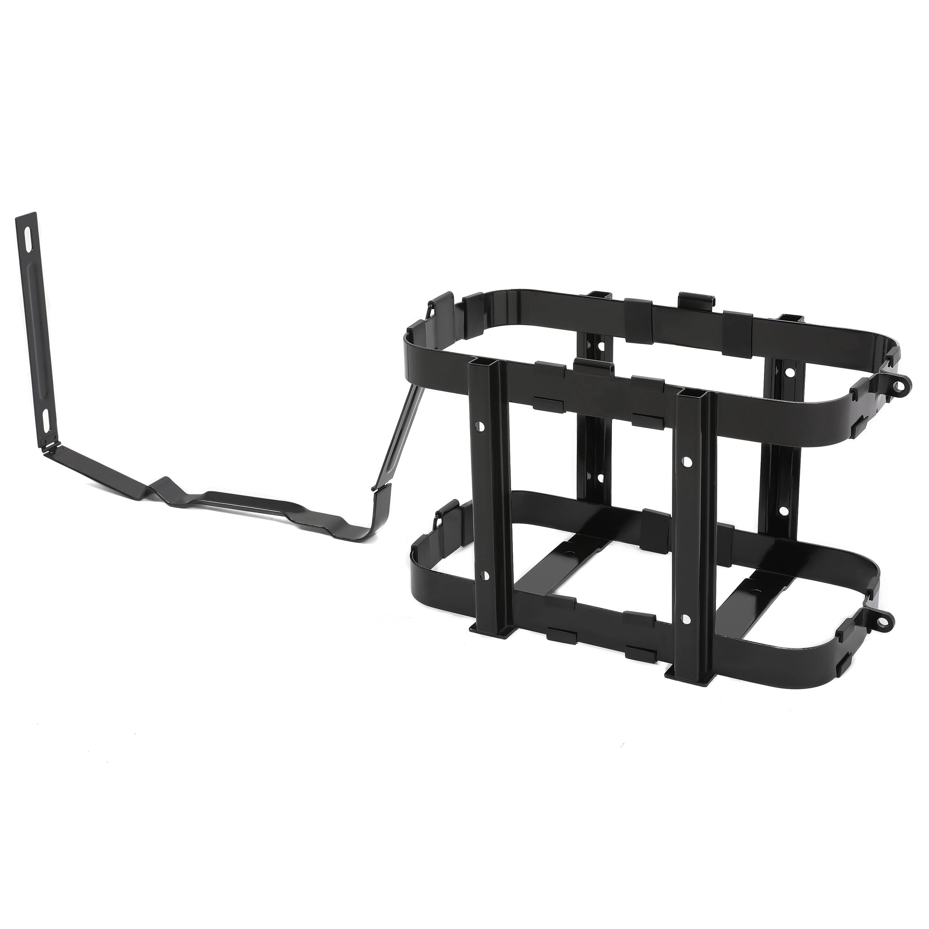 KOJEM Gas Can Holder for 5 Gallon Steel Jerry , Can Fuel Tank Petrol Diesel Storage Can Holder,  Black Electrophoresis - Securely Transport Your Fuel with Ease