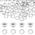 thumbnail image 1 of Uxcell 120 Pcs Ojales, Kit de Ojales Redondos de 6 mm Ojales de Metal con Arandelas Herramientas de Trabajo en Cuero para Manualidades de Bricolaje Ropa Bolsas Zapatos Cinturones Lona, Blanco, 1 of 6