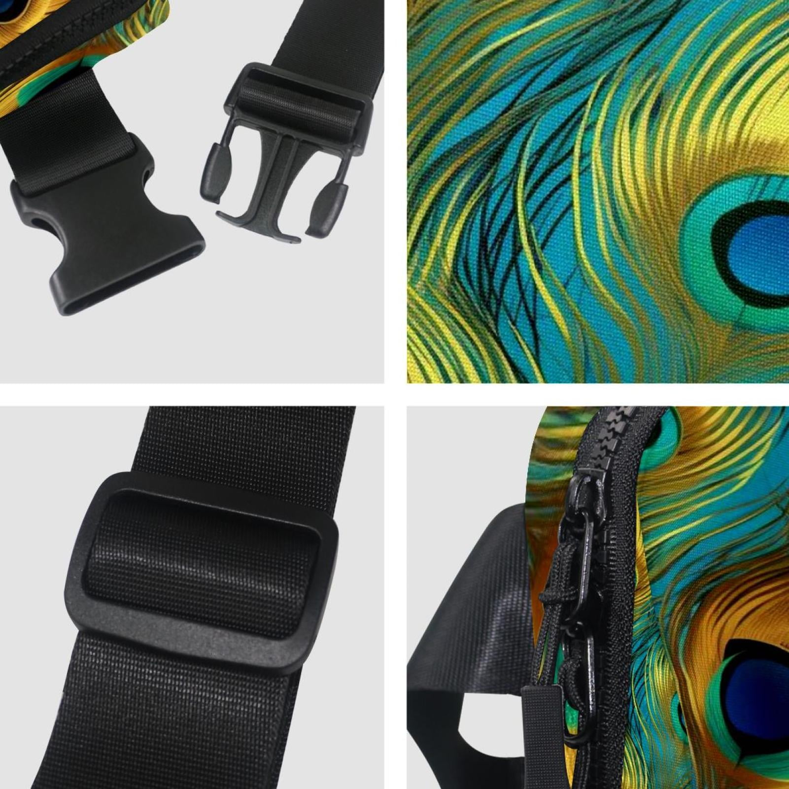 Peacock feathers Adjustable Lightweight Unisex Waist Bag Running Belt with Extension Strap Money Belt Holder