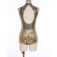 thumbnail image 4 of Mufeng Women's Sequin Fringe Latin Ballroom Dance Leotard Samba Rumba Tango dance dress Gold XL, 4 of 7