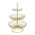 thumbnail image 1 of Cesta de frutas de alambre metálico de 3 niveles para verduras, mesa de cocina moderna para el hogar oro, 1 of 9