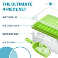 thumbnail image 2 of Ice Cube Tray With Lid and Bin- Silicone Ice Tray For Freezer | Comes with Ice Container, Scoop and Cover | Good Size Ice Bucket (Green), 2 of 8