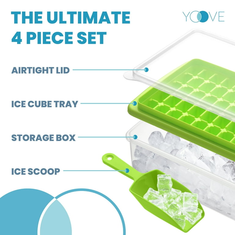 1-Cup Silicone Freezing Tray With Lid -Soup Cube Freezer Tray- Large Ice  Cube Tray- 4Individual Compartments With Portion Scales- Storage For Broth