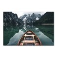 thumbnail image 1 of Paisaje de bosque de nieve nórdica, cartel de ciervos, Animal, lago, barco, hojas de Navidad, montaña, nieve, impresiones, pintura, decoración de imagen natural, 1 of 4