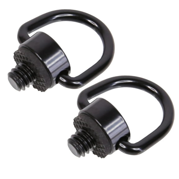 Foto&Tech Stainless Steel 1/4" Camera Mount D-Ring Neck Strap Wrist Strap Holder QR Shoulder Strap Sling Adapter (2x Black)