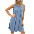 thumbnail image 2 of Nightgowns for Women Summer Crewneck Pleated Sleeveless Pajama Dress Womens Casual Solid Round Neck Relaxed Fits Lightweight Loungewear Sleepwear Night Dress, 2 of 5