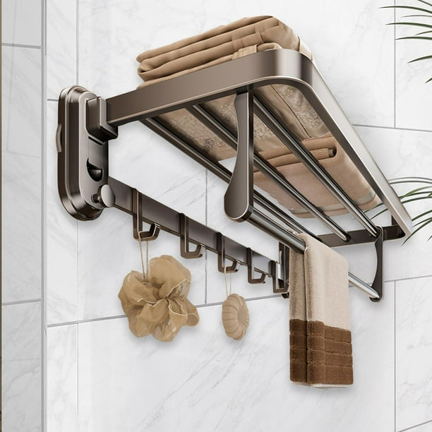 Toallero para baño con estante, colgador de pared, moderno toallero resistente a corrosión con para toallas, para baño de hotel 40 cm x 23 cm x 135 cm
