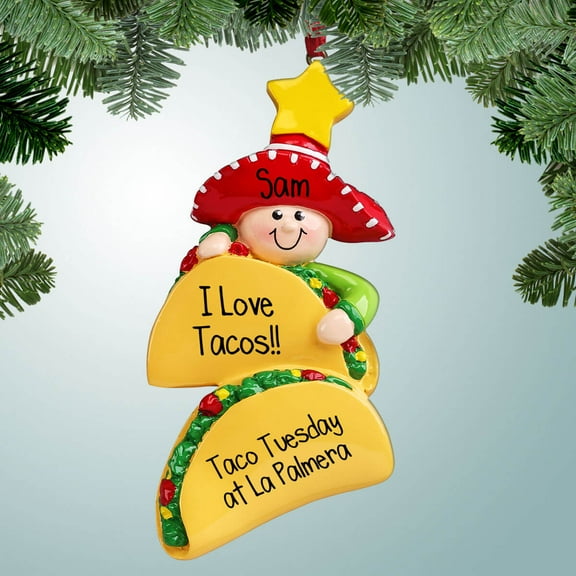 Taco Lover - Personalized Christmas Ornament - Mexican Food - Burrito - Enchilada - Great Gift Ideas