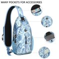 thumbnail image 2 of Tropical Marine Creatures Sling Backpack with Beach Coral and Fish Print, Lightweight Crossbody Daypack, Adjustable Strap, Multiple Compartments for Summer and Outdoor Use, 2 of 6