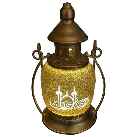 

Eid Led Lantern Ramadan Wrought Iron Night Light Ornament Wind Lamp for Home Islamic Muslim Party Decoration Metal Lights Gift