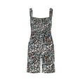 thumbnail image 6 of Summer One Piece Rompers for Women Sleeveless Boho Shorts Romper Womens Retro Floral Smocked Casual Jumpsuit, Gray, L, 6 of 7