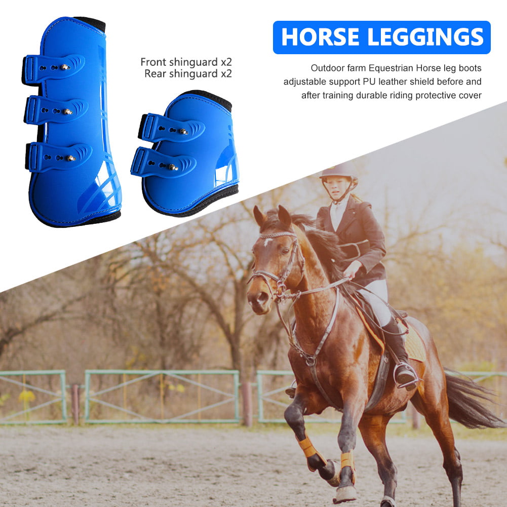 4 Piece Horse Leg Boot Farm Outdoor Adjustable PU Leather Protection Equestrian 