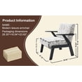 thumbnail image 5 of Mid-Century Modern Lounge Armchair - Embroidered Fabric, Beige &amp; Grey - Living Room Seat. Rubberwood Frame, 350lb Capacity, Study Accent Chair. 27.5" Wide., 5 of 32