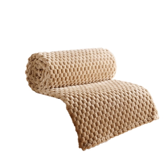Fleece Blanket Twin Size for Bed Couch, 3D Jacquard Decorative Khaki Throw Soft and Cozy Warm Plush Fuzzy Blanket All Seasons Suitable, 27x39Inches