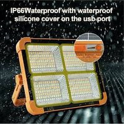 Rechargeable LED lamp of 100 W, 10000 lm, portable work light with solar panel, USB rechargeable lamp of 16500 mAh, for camping, construction site, garage, taller