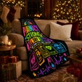 thumbnail image 3 of Pharmacy Strong Motivational Quote Pill Icons, Festive Holiday Scene, Warm Flannel Blanket for Living Room and Reading Nook, Art Lovers Christmas Gift, Festive Home Decor, 3 of 9
