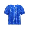 thumbnail image 3 of Doomiva Girls Disco Party Glitter Tops Sequin T-Shirts Hip Hop Jazz Dance Blouse Birthday Performance Cos tume Blue 16, 3 of 7