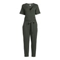 thumbnail image 5 of Time and Tru Women's Short Sleeve Knit Jumpsuit with Belt, 5 of 5