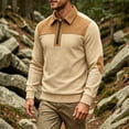 thumbnail image 2 of TOUMENY Men Zip Sweater Casual Long Sleeve Solid Slim Fit Pullover Fall Winter Fashion Trendy Turtleneck Tops Khaki L, 2 of 7