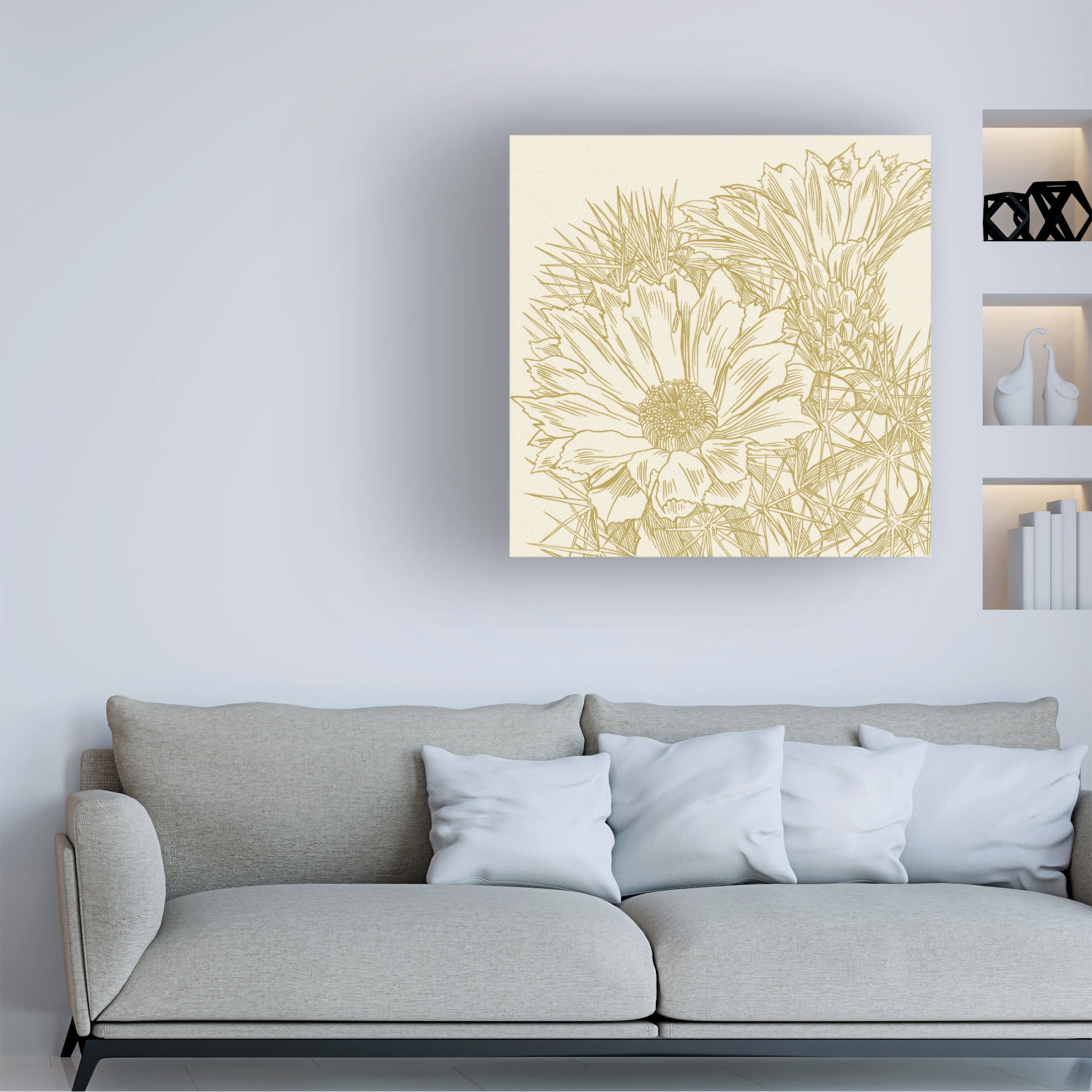 Canvas Wall Art - Melissa Wang 'Graphic Cactus Bloom I' Wall Art for Living Room, Bedroom, or Office Décor by Trademark Fine Art - 14 x 14 Inches