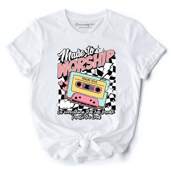 Made to Worship Christian Retro T-Shirt, Psalm 150:6 Bible Verse Tee