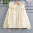 thumbnail image 4 of Vibrex Summer Solid Color Casual Sun Protection Jacket For Boys And Girls Thin Jacket Long-Aleeved Hooded Top Suitable For Travel, Vacation, Summer Outdoor Activities_Beige_14-15 Years, 4 of 8