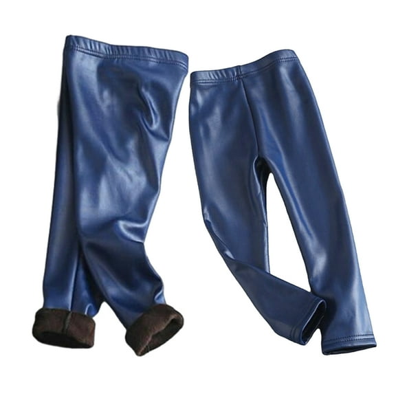 Esaierr 2-11 Years Old Girls Leggings,Kids Toddler Solid Color Imitation Leather Leggings,Fall Winter Warm Pants Leggings