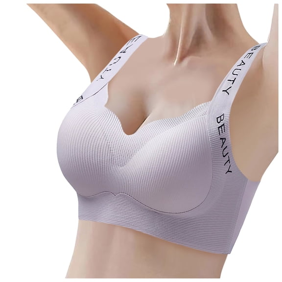 Wdgfv Seamless Bras Women Soft Jelly Push Up Wireless Bra Supportive V Neck No Underwire Comfort Tshirt Bralettes Purple XXXXXL