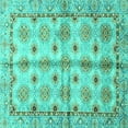 thumbnail image 1 of Ahgly Company Machine Washable Indoor Square Abstract Turquoise Blue Modern Area Rugs, 7' Square, 1 of 4