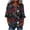 Black, variant on Womens V Neck 3/4 Ruffle Sleeve Button Front Blouse Full Ghost Bat Pumpkin Print Loose Fit Casual Pullover Top