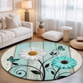 thumbnail image 2 of Round Rugs 4Ft, Teal Cream Daisy Farmhouse Round Area Rug Washable Indoor Throw Carpet, Country Vintage Floral Soft Non Slip Circle Rug for Kitchen Nursery Room Home Decor Aesthetic, 2 of 8