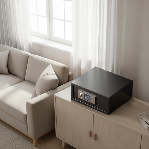 Safe for Home, 0.7 Cubic Feet Safety Box, Lock Box for Money, Jewelry, Documents and Guns, Digital Security Safe for Office, Hotel and Personal Use, 16.9"W x 14.6"D x 7"H