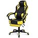 thumbnail image 3 of Magshion Chaise de Jeu avec Repose-Pieds Rétractable, Inclinable Ergonomique Réglable, Inclinable & Pivotante à 360° Style Course en Cuir PU pour Adolescent Adulte, Jaune, 3 of 4