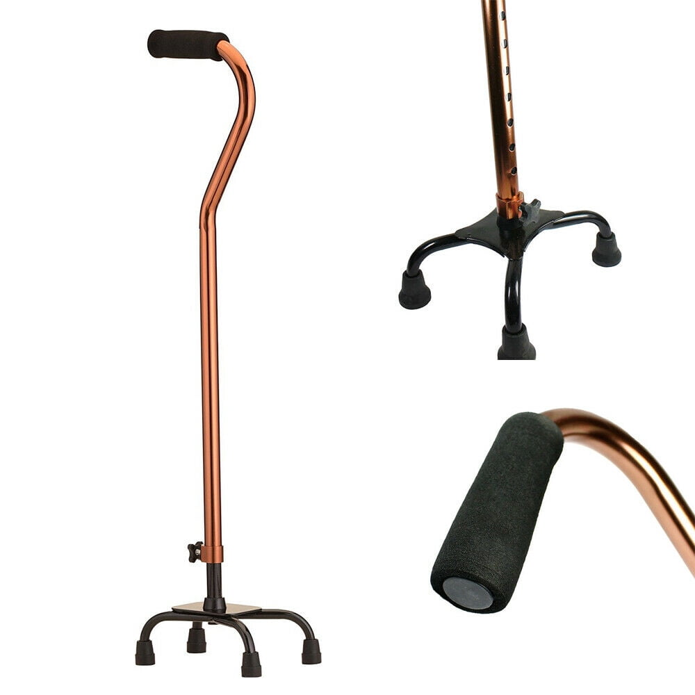 Tianlaimei Adjustable Unisex Quad Cane Small Base Bariatric 500lbs Walking Aid Medical Mobility