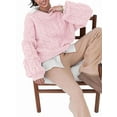 thumbnail image 2 of Womens Sweaters Fall Cable Knit Long Sleeve Crewneck Oversized Sweater Chunky Pullover Loose Outfits Pink M, 2 of 9