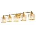 thumbnail image 6 of Deyidn Modern 5-Light Bathroom Vanity Light with Crystal Shades, 39 Inch Gold Dimmable Light Fixture for Mirror, 6 of 9