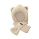 thumbnail image 2 of Conjunto de gorro y bufanda de invierno para mujer, estilo informal, resistente al viento, con adorables animales de peluche. Beige, 2 of 9