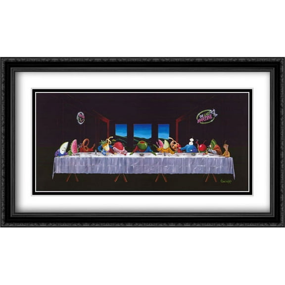 The Last Martini 2x Matted 40x24 Large Black Ornate Framed Art Print by Michael Godard