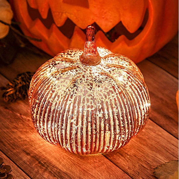 hvfun Rosegold Thanksgiving Decorative Artificial Pumpkins-Mercury