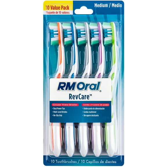 RM Oral RevCare Toothbrushes – Medium – 10 Count