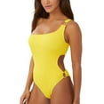 thumbnail image 2 of Womens Womens One-Shoulder Ring One-Piece, Yellow, Size Small, 2 of 2