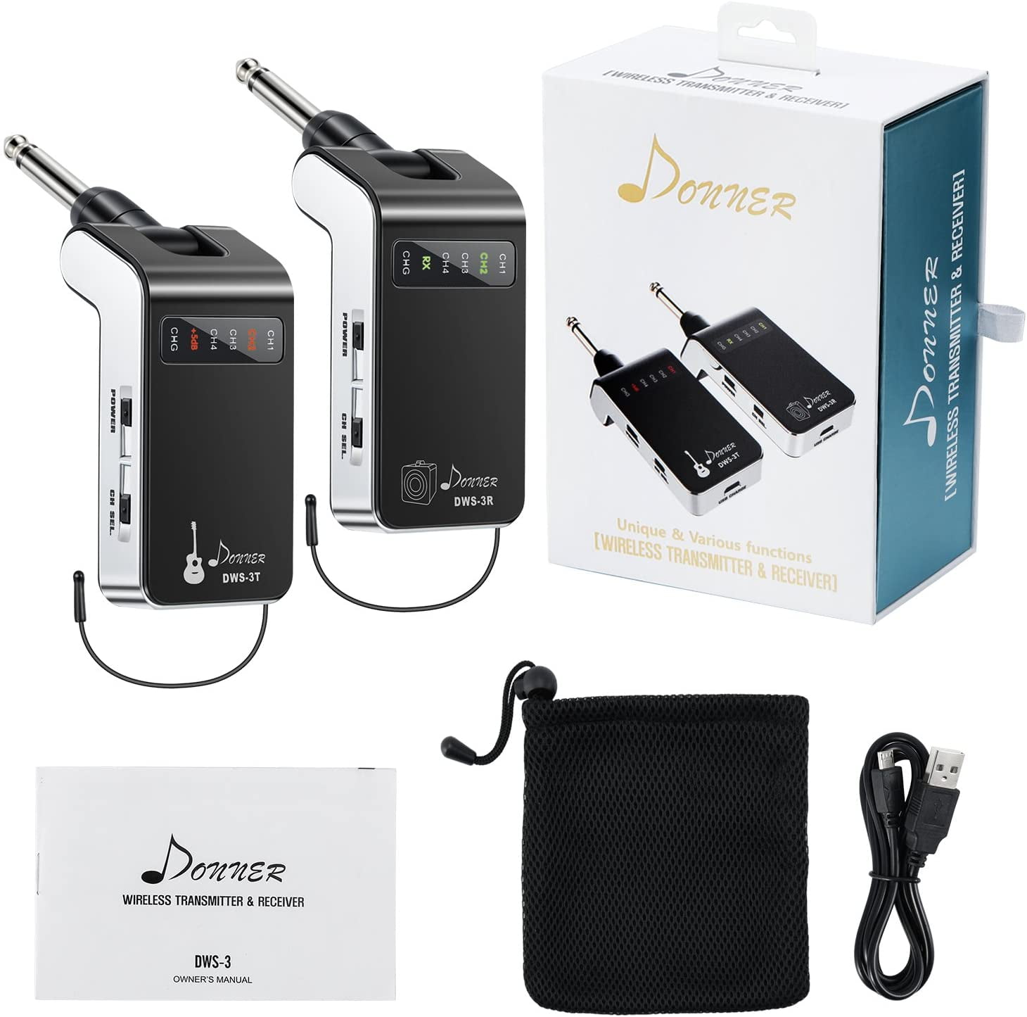 Donner Wireless Guitar Transmitter Receiver UHF Wireless Guitar