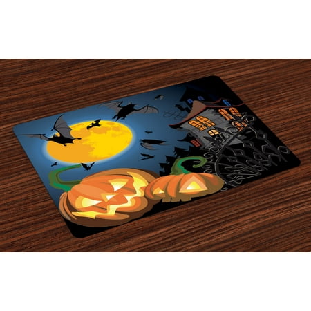 Halloween Placemats Set Of 4 Gothic Halloween Haunted House Party