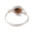 thumbnail image 5 of Round Natural Amethyst/Green Aventurine/Carnelian/Rose Quartz/Tiger Eye/Lazuli Finger Ring Copper Wire Wrap Jewelry for Women 8mm Inner Diameter: 18mm, 5 of 6