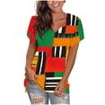 thumbnail image 3 of JTZGDY Western Shirts for Women Vintage African Dashiki Print Summer Short Sleeve Casual V Neck Contrast Color Ethnic T-Shirts Trendy Ladies Flowy Tunic Blouse Orange#03 M, 3 of 6