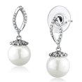 thumbnail image 1 of Women Rhodium Brass Earrings with Synthetic in White, 1 of 1