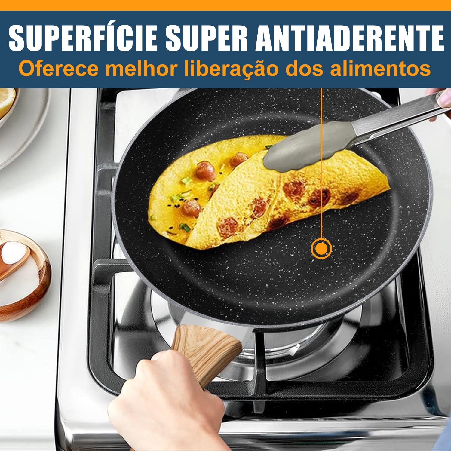 Soulfox 3-Piece Granite Nonstick Fry Pan Set 8.6/9.4/11" Aluminum Cookware All Stove&Dishwasher Safe