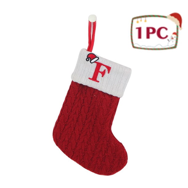 Medias de Navidad del alfabeto rojo, bolsa de regalo de dulces, tejido de punto, decoración de fiesta familiar, moda
