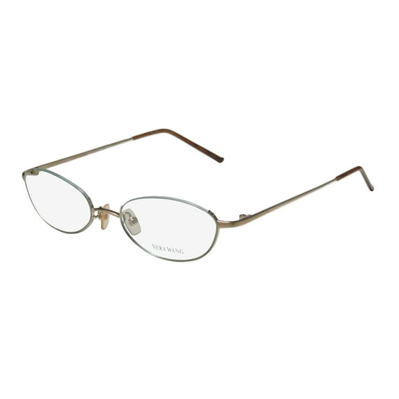 NEW VERA WANG V04 WOMENS/LADIES DESIGNER HALF-RIM GOLD "SCHOOL TEACHER PROFESSOR" LOOK MADE IN JAPAN FRAME DEMO LENSES 47-17-130 EYEGLASSES/EYE GLASSES